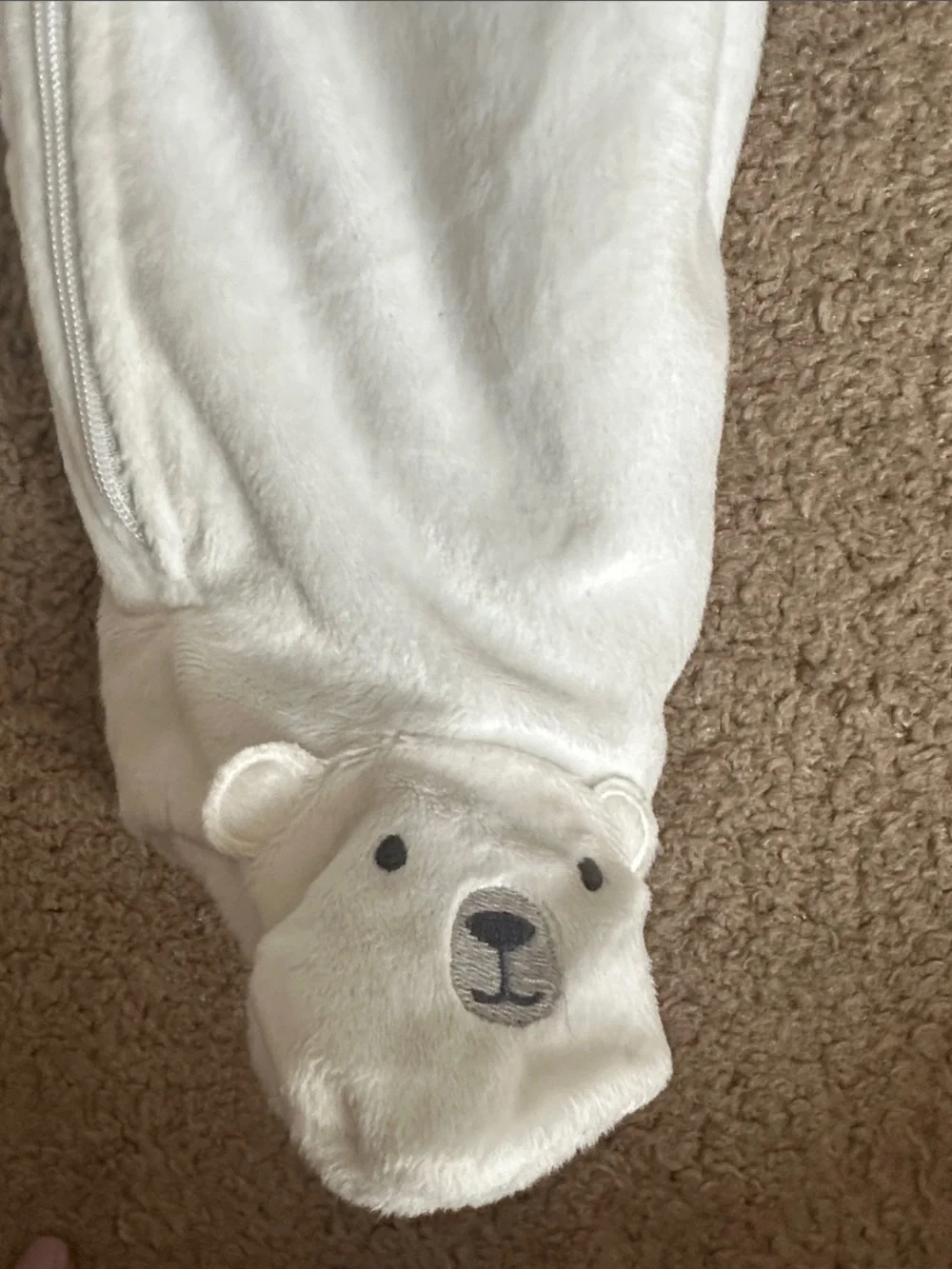 Cozy White Teddy Hooded Baby One-Piece Bodysuit